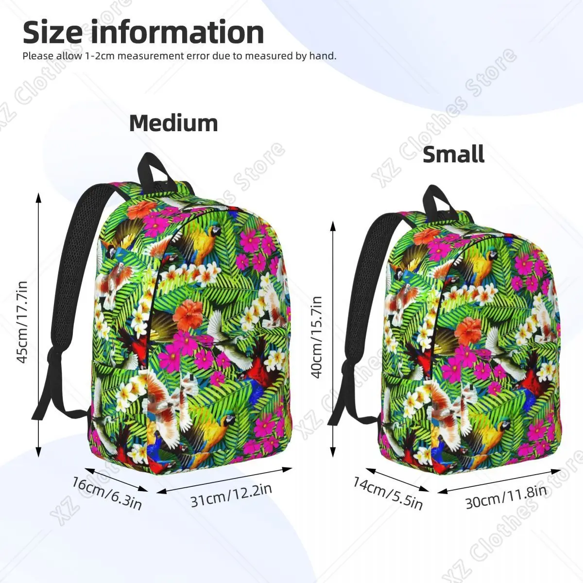 Tropical Plants Animal Pattern Backpack Daypack Large Capacity Children BookBag School Bag Shoulder Bags for Boys Girls