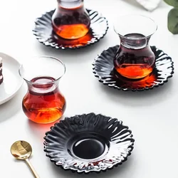 Turkish Black Tea Cup and Saucer Set Whiskey Glass Wine Cup for Alcohol Coffee Cups Cocktail Glasses Whisky Shot Vodka Dining