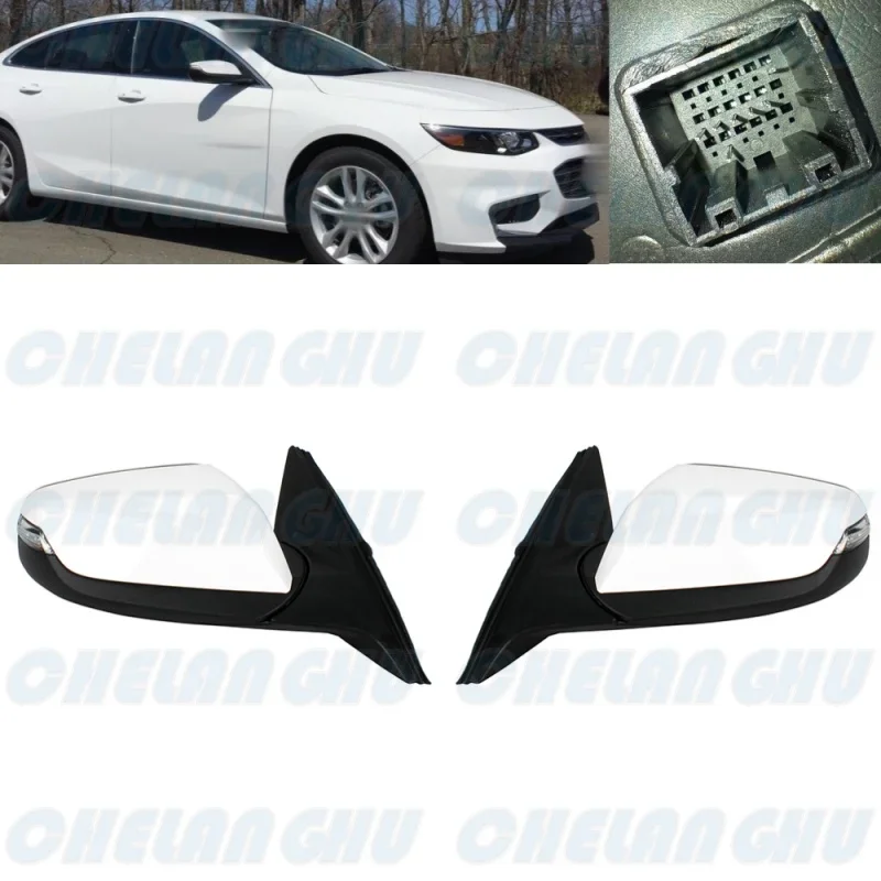 For Chevrolet Malibu 2016 2017 2018 2019 2020 2021 LHD 1 Pair 7 Pins White Painted Heated Power Adjust Turn Lamp Mirror Assembly