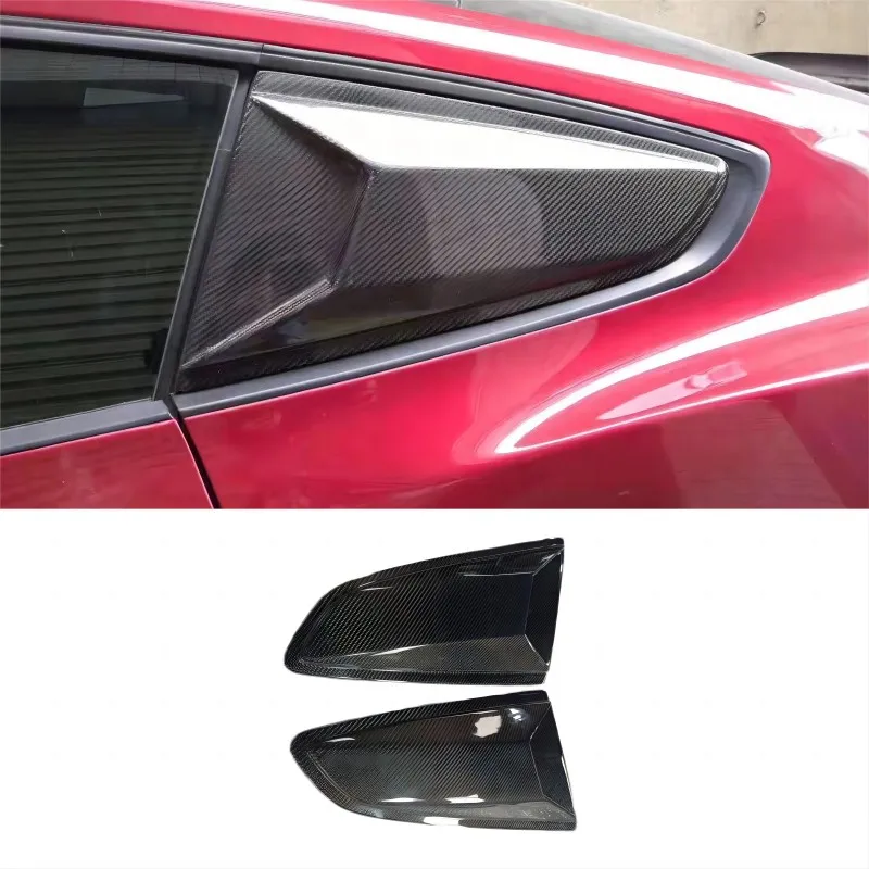 

For Ford Mustang 15-20 Rear Side Window Vent Louver Cover Carbon Fiber 2Pcs Louvers Spoiler Panel Rear Side Window Cover