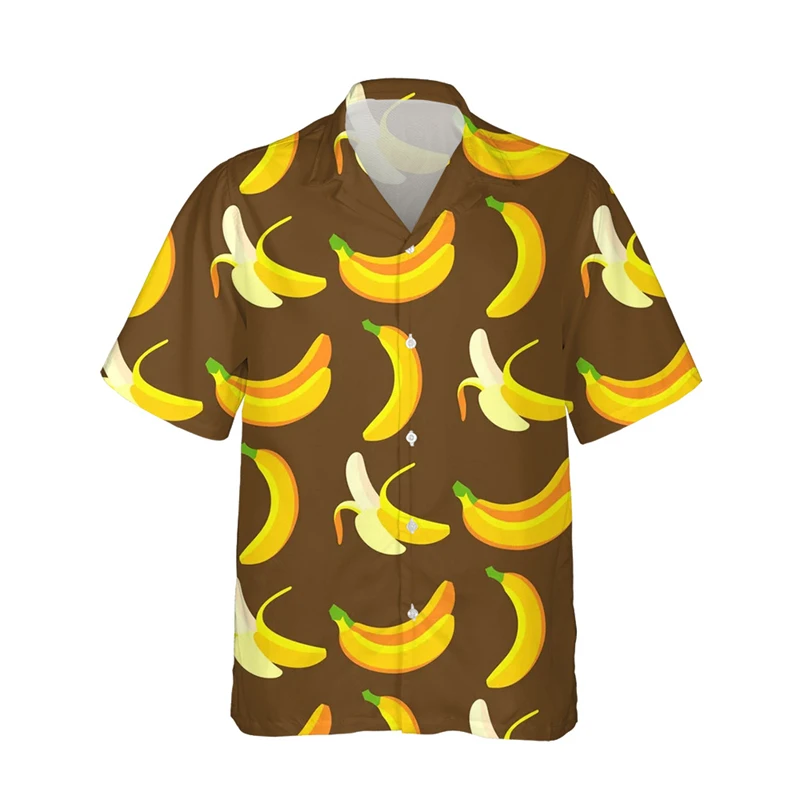 Hawaiian 3D Banana Shirts Men\'s Summer Top Breathable Fashion Clothing Beach Vacation Men\'s Short Sleeved Outdoor Casual Wear