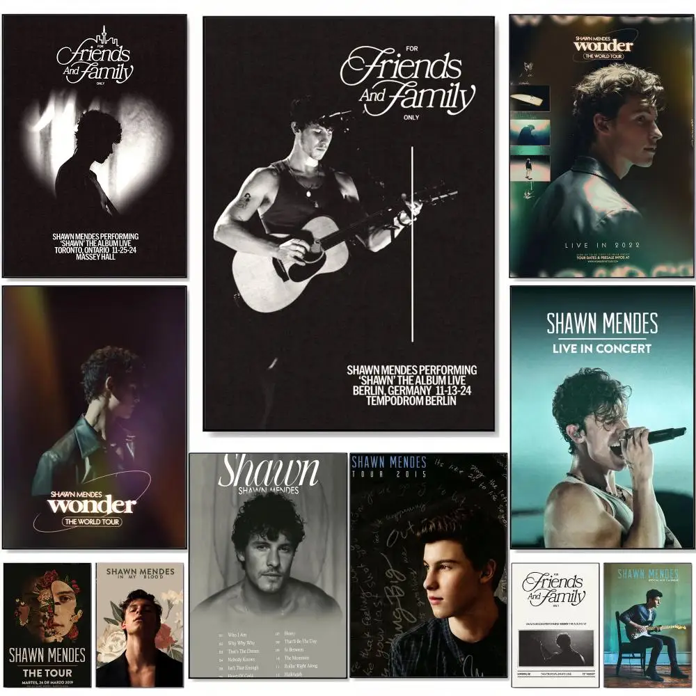 Singer S-Shawn mendes Painting Calligraphy Self Adhesive Art Prints for Bedroom Living Room Wall Decor Home Decoration Gift