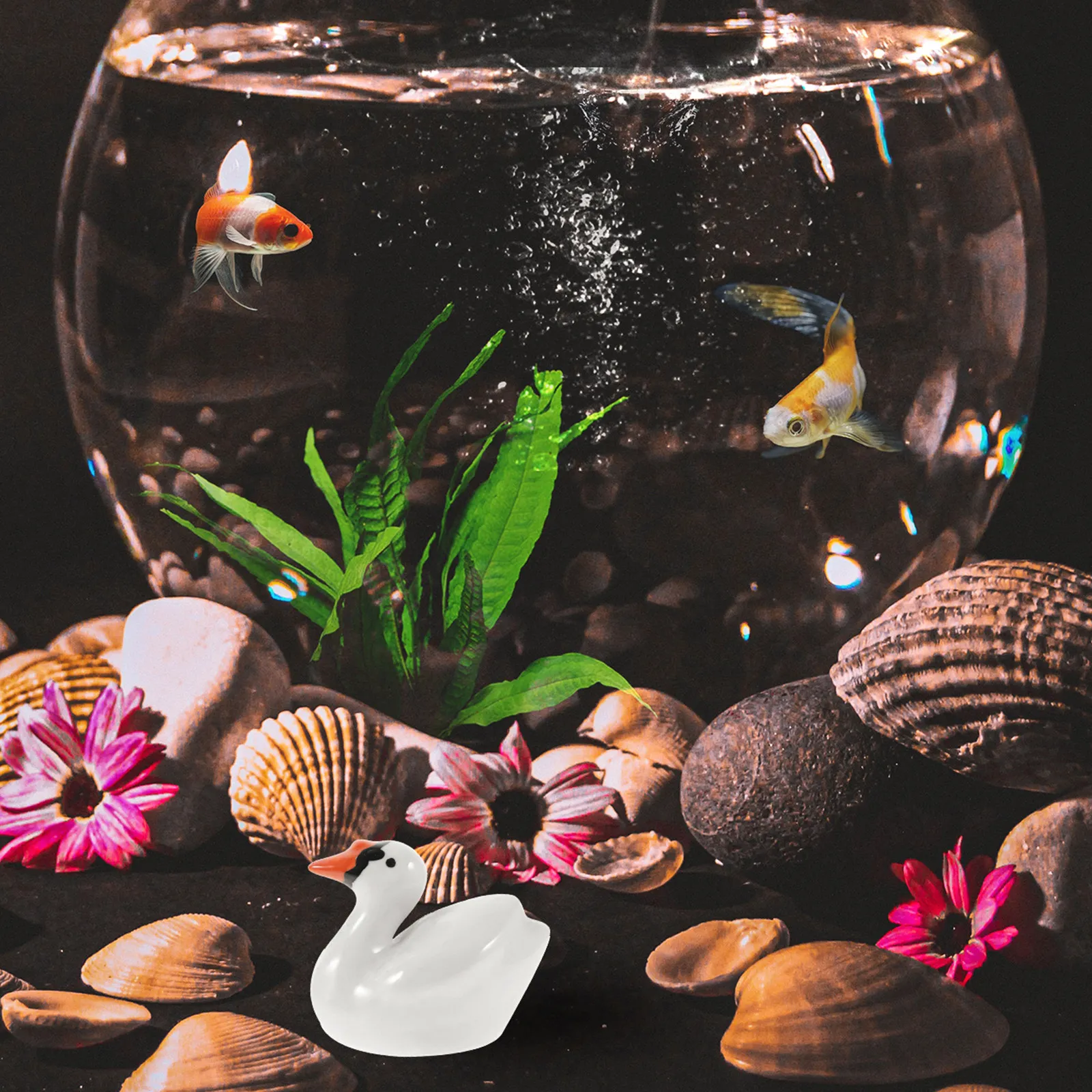 Lifelike Ceramic Floating Duck Aquarium Ornament for Freshwater & Saltwater Fish Tank Decor
