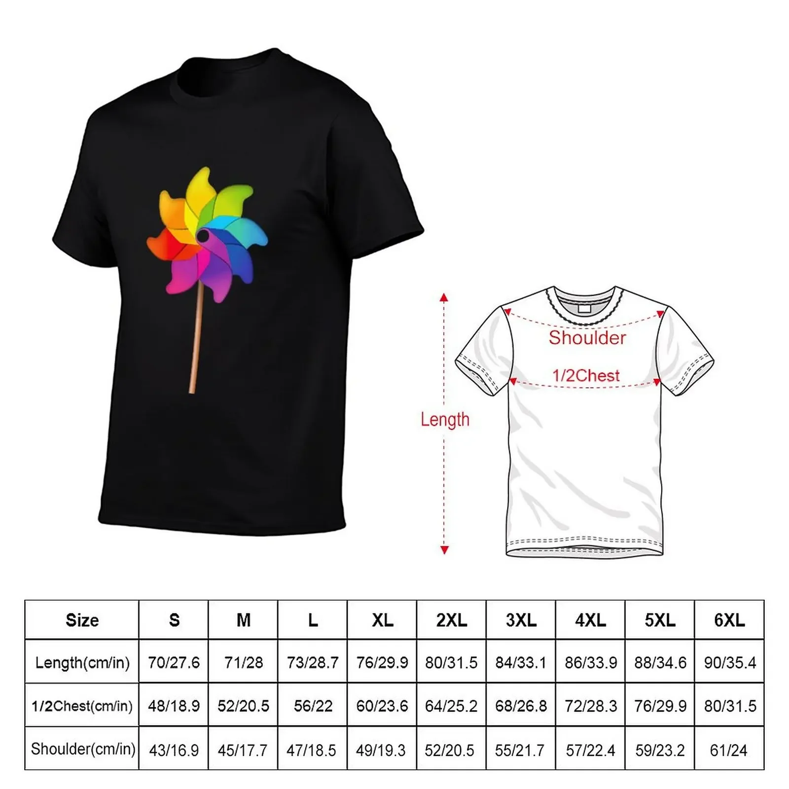 Rainbow Pinwheel T-Shirt graphic t shirt vintage boys animal print blanks t shirt for men