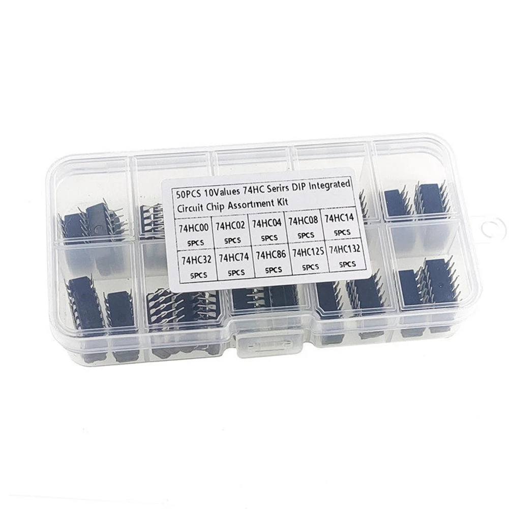 DT75BG 74HC Series IC Assortment 50Pcs 10 Types DIP Integrated Circuit Chips Kit for Electronics Experiment STEM Education