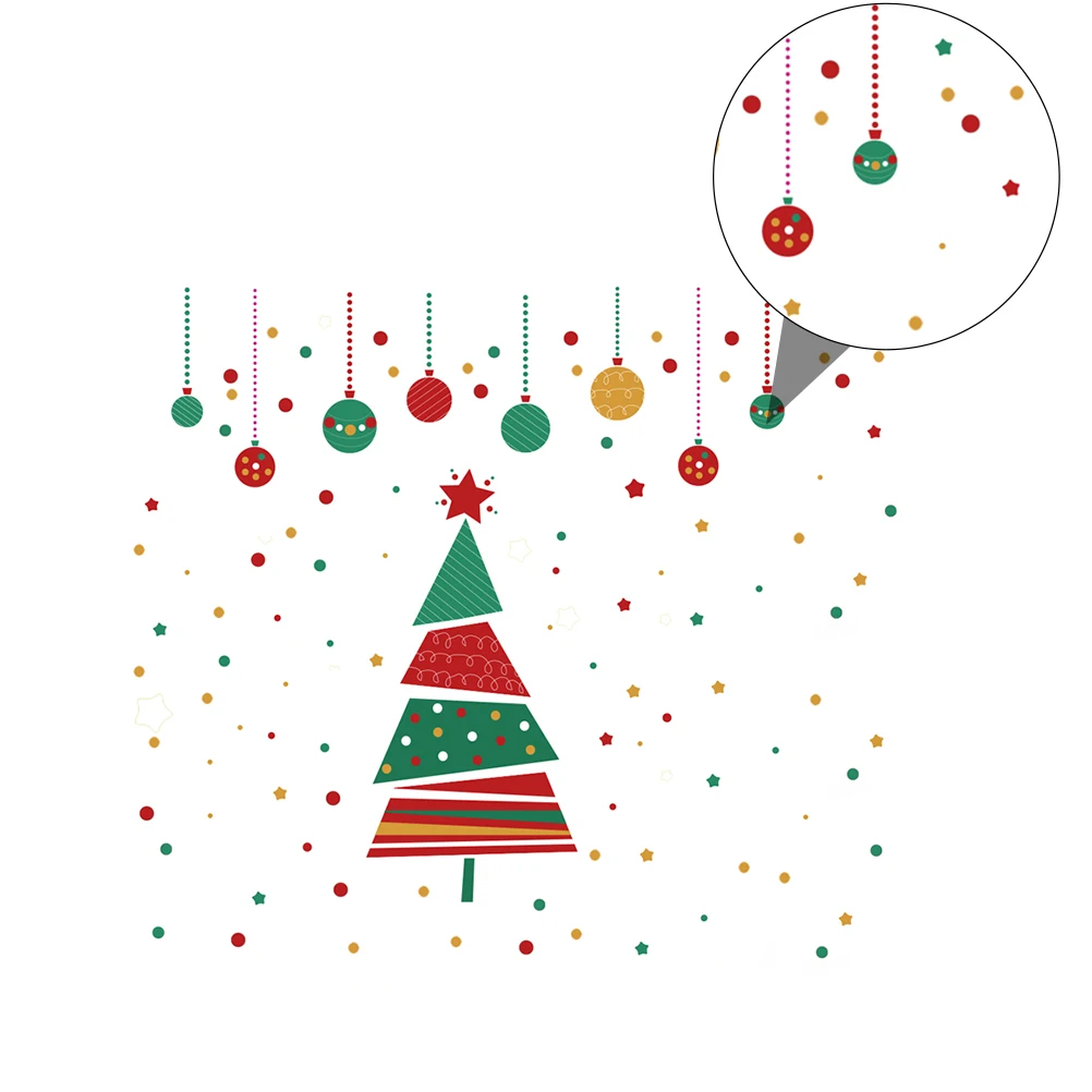 

4Pcs Christmas Tree Wall Sticker Pvc Lovely Xmas Background Photo Props Holiday Party Decoration Shop Window Decal