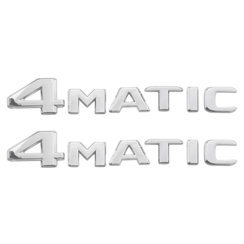 

2 PCS 4MATIC Silver Auto Trunk Door Bumper Badge Decal Emblem Adhesive Tape Sticker Replacement for -