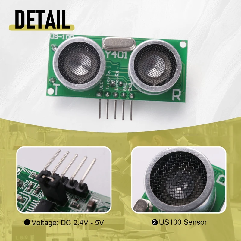 24-Hour Delivery US-100 Ultrasonic Sensor Module DC 2.4V - 5V With Temperature Compensation Range Distance