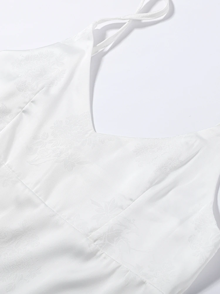 Transparentes Mesh-Overlay Spitzenbesatz Slip Langes Kleid Damen Sexy V-Ausschnitt Ärmellos Bodycon Kleider Charmante Figurbetonte Kleider für Dates und Partys – Detail 10