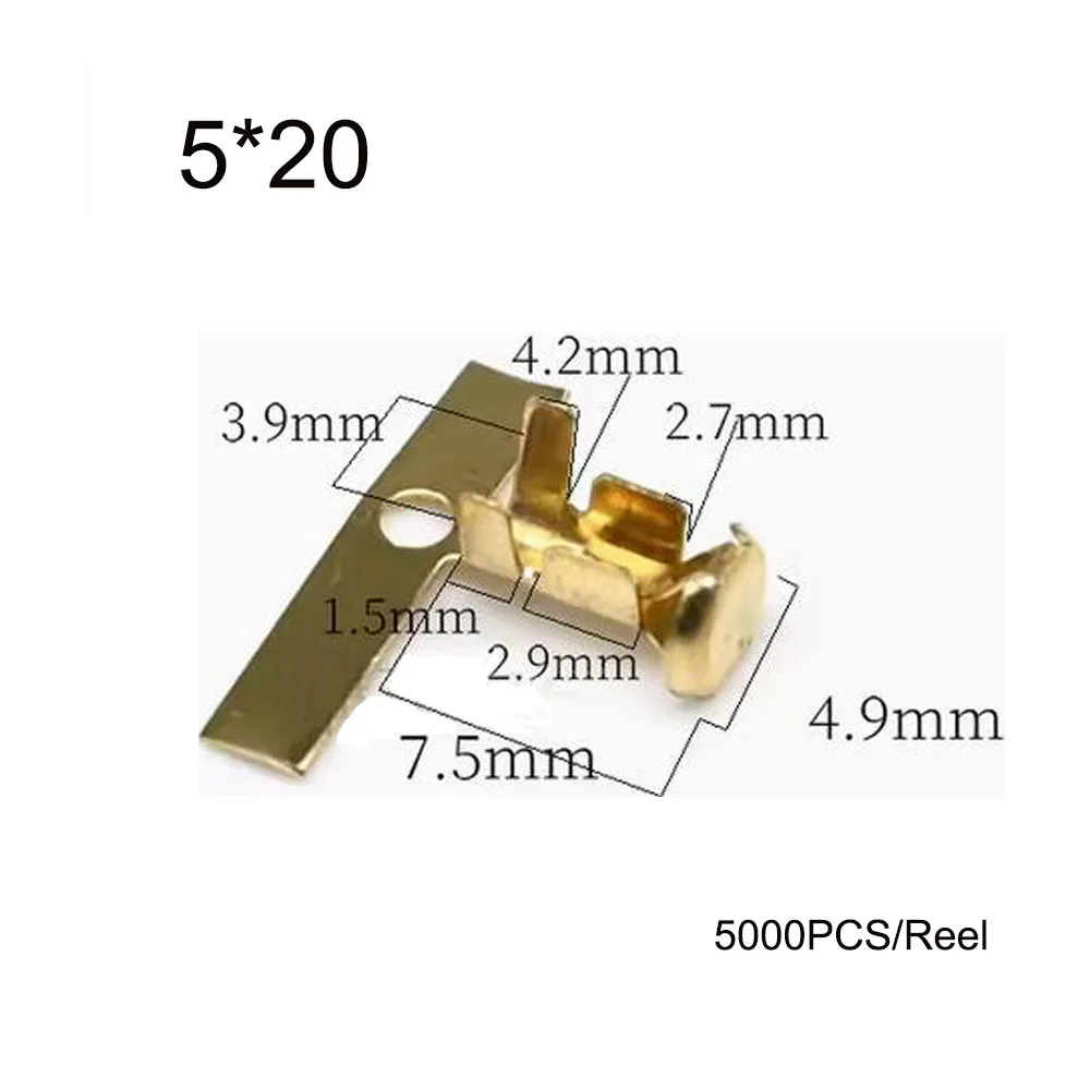 5000PCS/reel DJ9007A  5*20 terminal connector brass pin Waterproof harness terminal socket