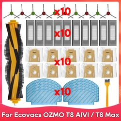 Roller Side Brush Filter Mop Dust Bag Part For Fit For Ecovacs DEBOT OZMO T8+ / T8 AIVI / T8 Max / N8 Plus / N8 Pro Robot Vacuum
