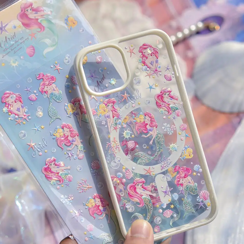 

Disney Frozen Эльза Русалочка Ариэль 3D рельефные наклейки Diy чехол для телефона украшение для девочек и пар Ipad карты наклейка