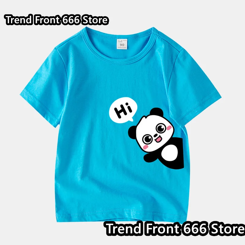 Camisetas de algodón para niños y niñas, camiseta de manga corta con estampado divertido de Panda, Camiseta de cuello redondo para niños, ropa para niños