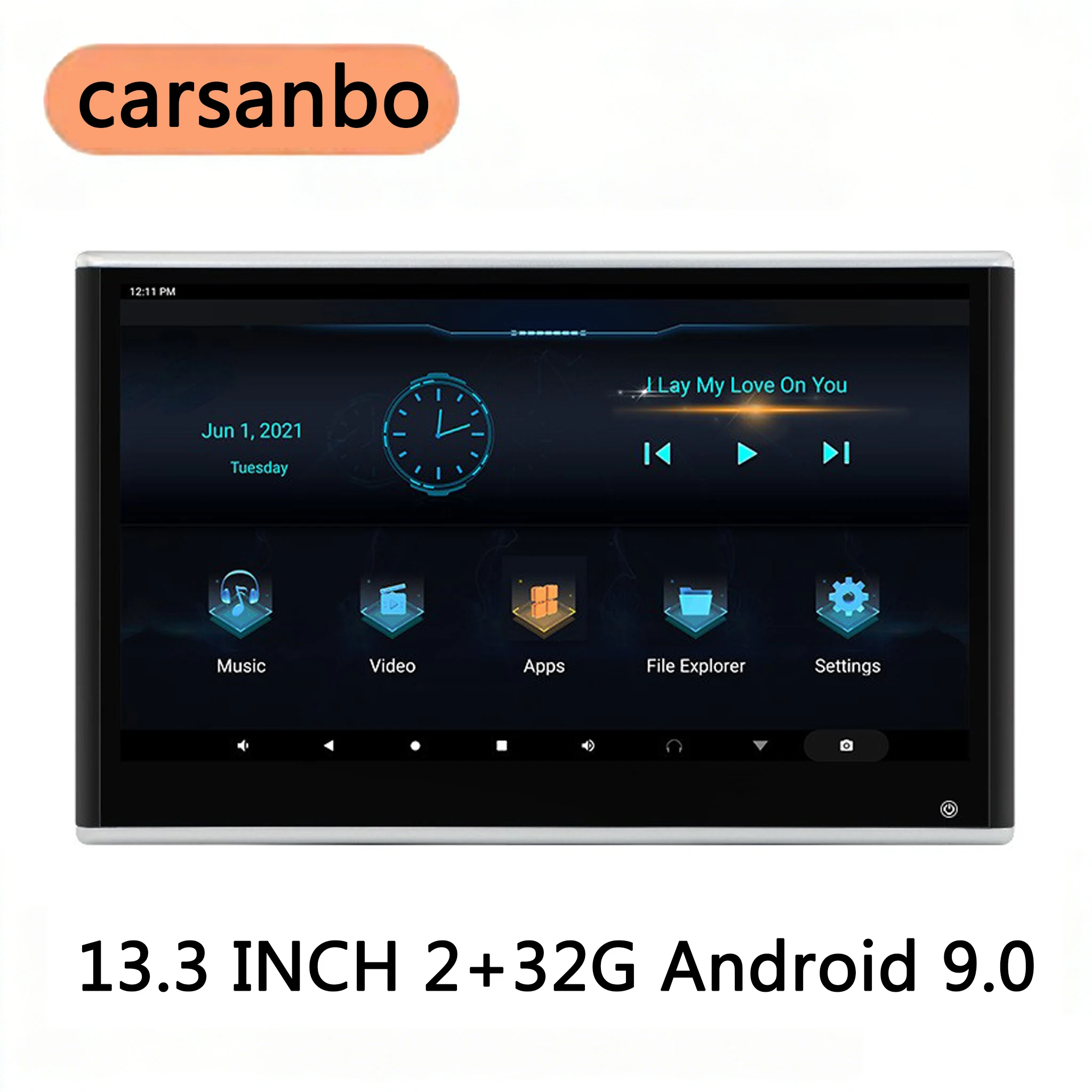 13.3-inch HD External Android Headrest Display Car Rear Entertainment Screen Tablet Vehicle Rear Display