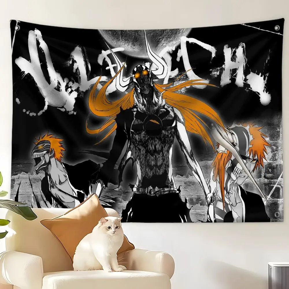 Anime B-Bleach Ichigo Flags Custom Wall Hanging Background Art Banner For Bedroom Home Living Room Outdoor Decor