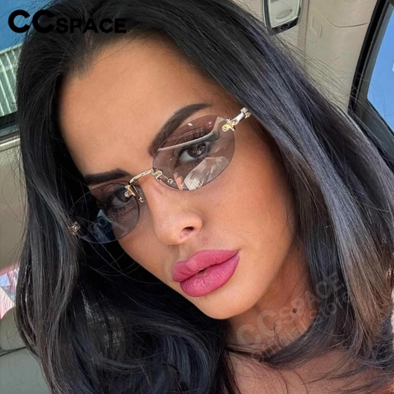 2025 New Frameless Letter M Oval Sunglasses Luxury Brands Original Street Shot Sunglasses Women Lunette Luxe Soleil view 4