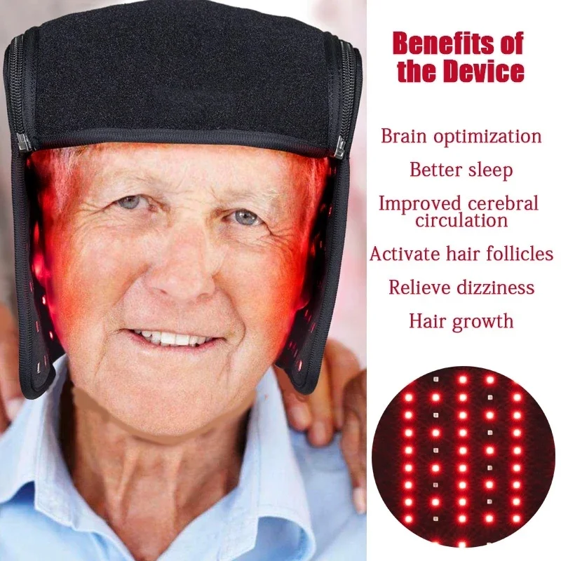 Red Light Therapy Hat For Hair Regrowth Migraine Relief Infrared Light Treatment Helmet LED Cap Prevent Hair Loss Device