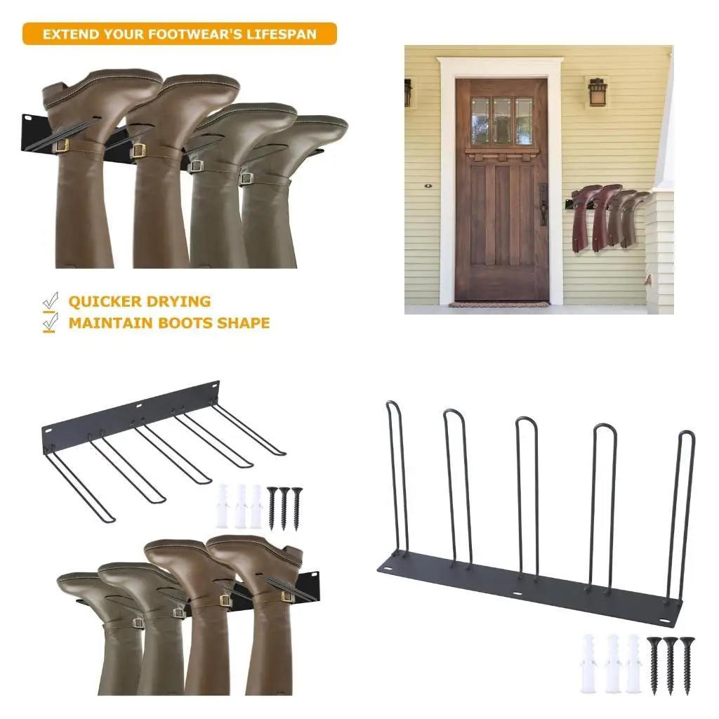 

G6KF Durable Boot Multifunction Wall Mounted Shoe Holder Long Boot Rack for Family Home Apartment Dormitory
