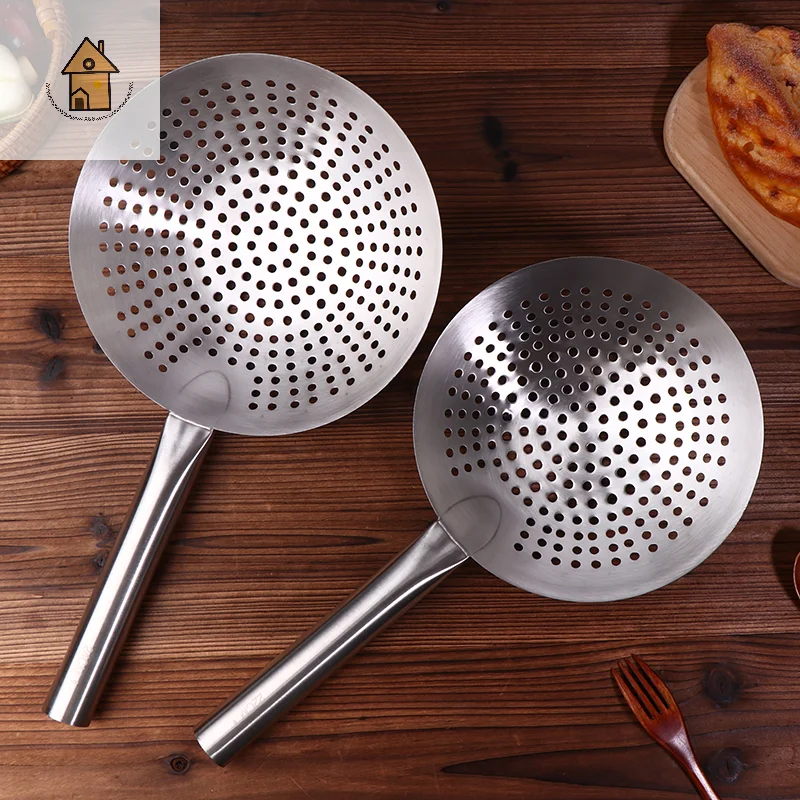 

Thickened 304 Stainless Steel Noodles Spoon Colander With Long Handle Oil Skimmer Food Strainer Sieve Skimmer Scoop Kitchen Tool