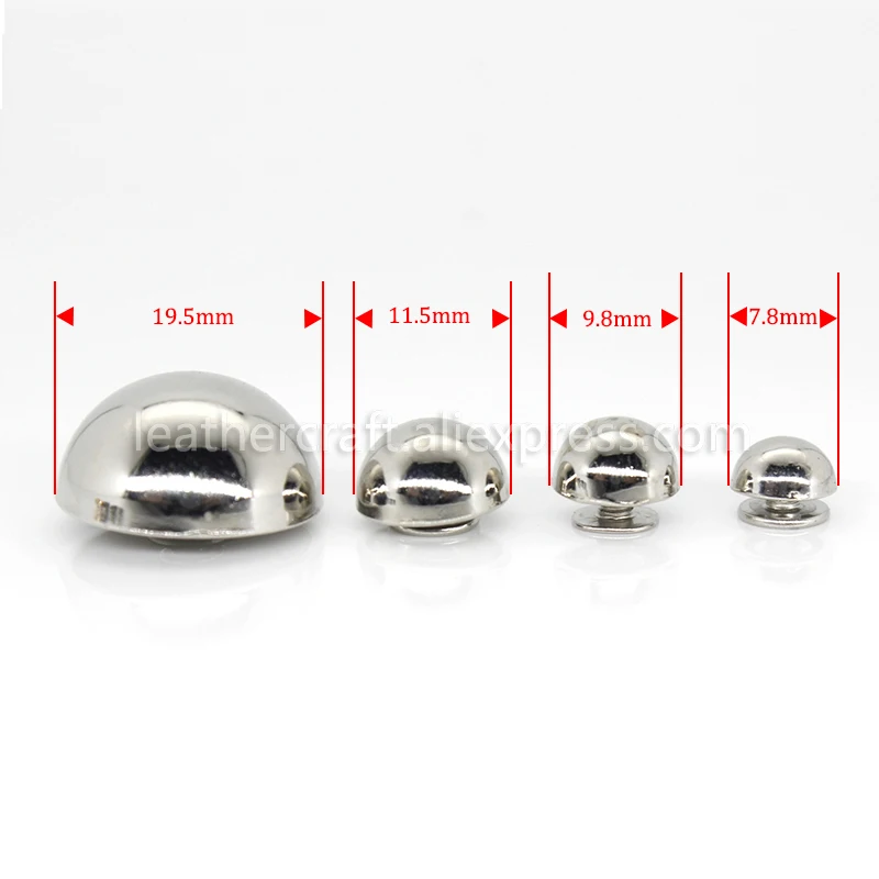 10pcs Dome Rivet Screw Round Head Studs Punk Spots Garment Leather Craft Belt Wallet Decoration Parts 8/10/12/20mm