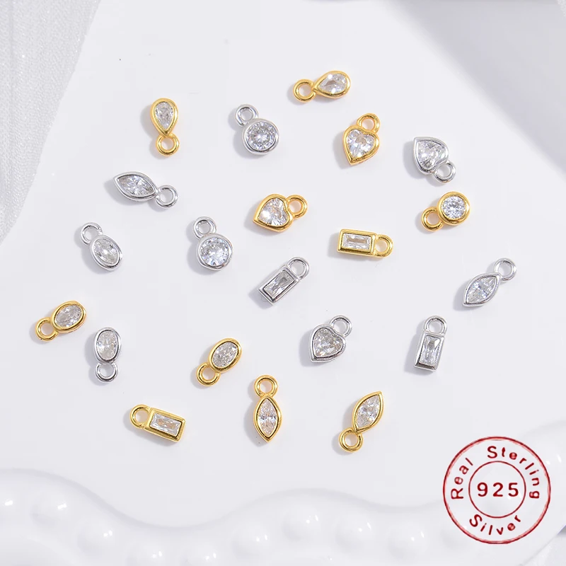 

2pcs S925 Sterling Silver Eyes Ellispe Heart Small Charms DIY Necklace Earrings for Jewelry Making Accessories Wholesale SD12