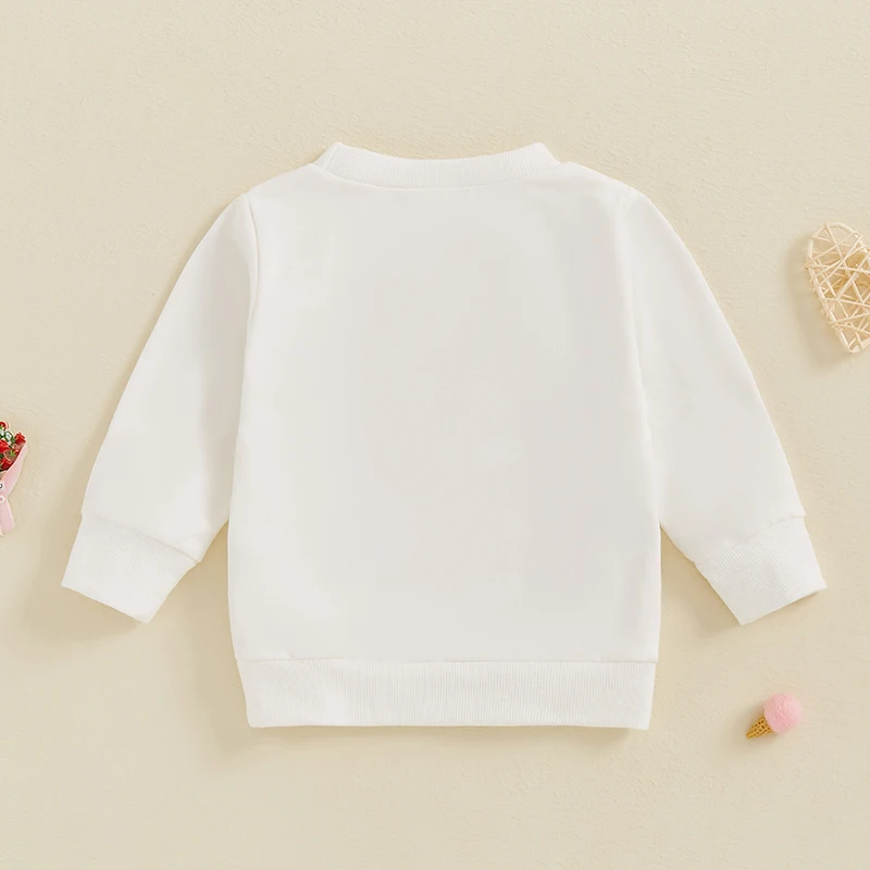 Toddler Valentine’s Day Sweatshirts Long Sleeve Heart Letter Pattern Pullover Baby Loose Tops for 0-3 Years