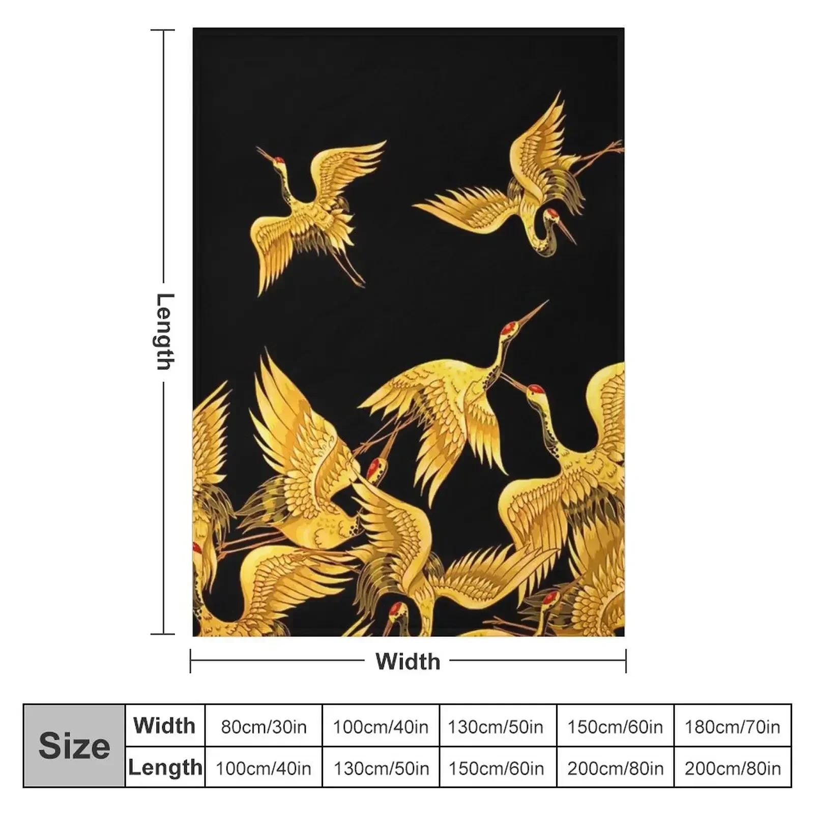 Golden Japanese Cranes Oriental Throw Blanket Warm Single For Sofa Thin Hairys Bed Fashionable Flannel Fabric Blankets