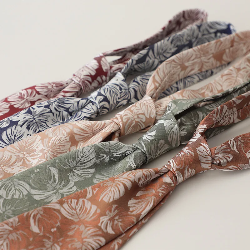 Jacquard-Polyester-Krawatte mit hellen Blumenmustern, für Herren, geschäftlich, formell, 8 cm, grün, braun, orange, Krawatten