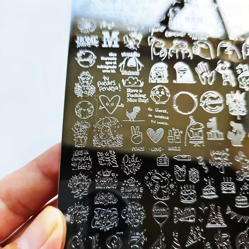 Kuchen Weihnachten Sonnenblume Nagel Stamping Platten Brief Spitze Geometrische Nagel Stempel Vorlagen Polnischen Druck Schablonen Maniküre Werkzeug