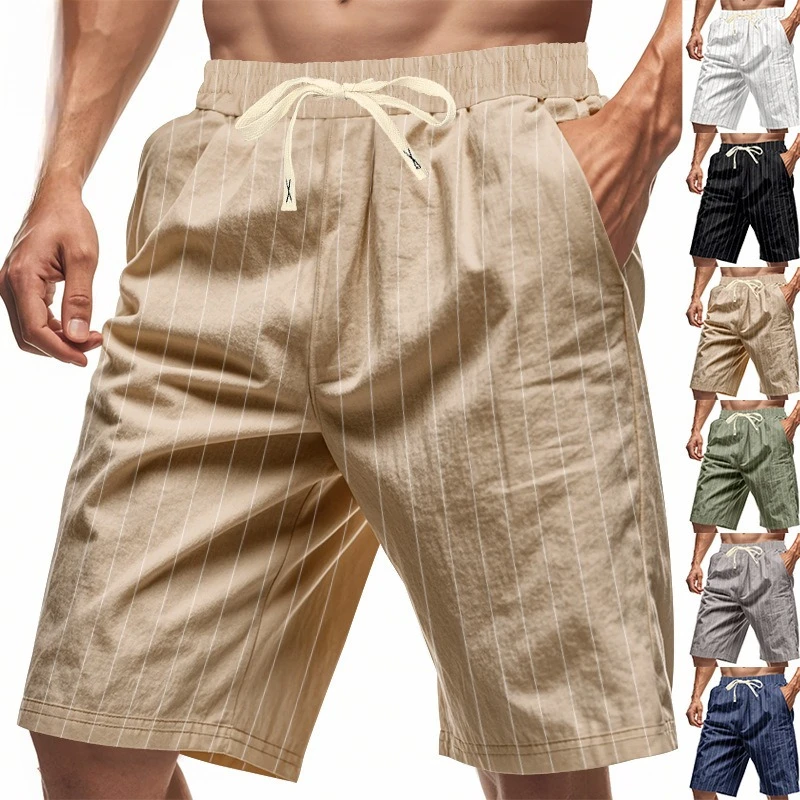 Men's Open Crotch Linen Trainning Shorts Summer Sporty Breathable Exercise Mini Pants Male Beach Style Crotchless Short Leggings
