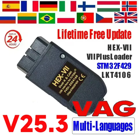 Newest VCDS-can Unlimited VINs Auto Scan com HEX Real V2 Diagnostic Tools VAG Coding COM STM32F429 V25.3  For VW AUDI Skoda Seat