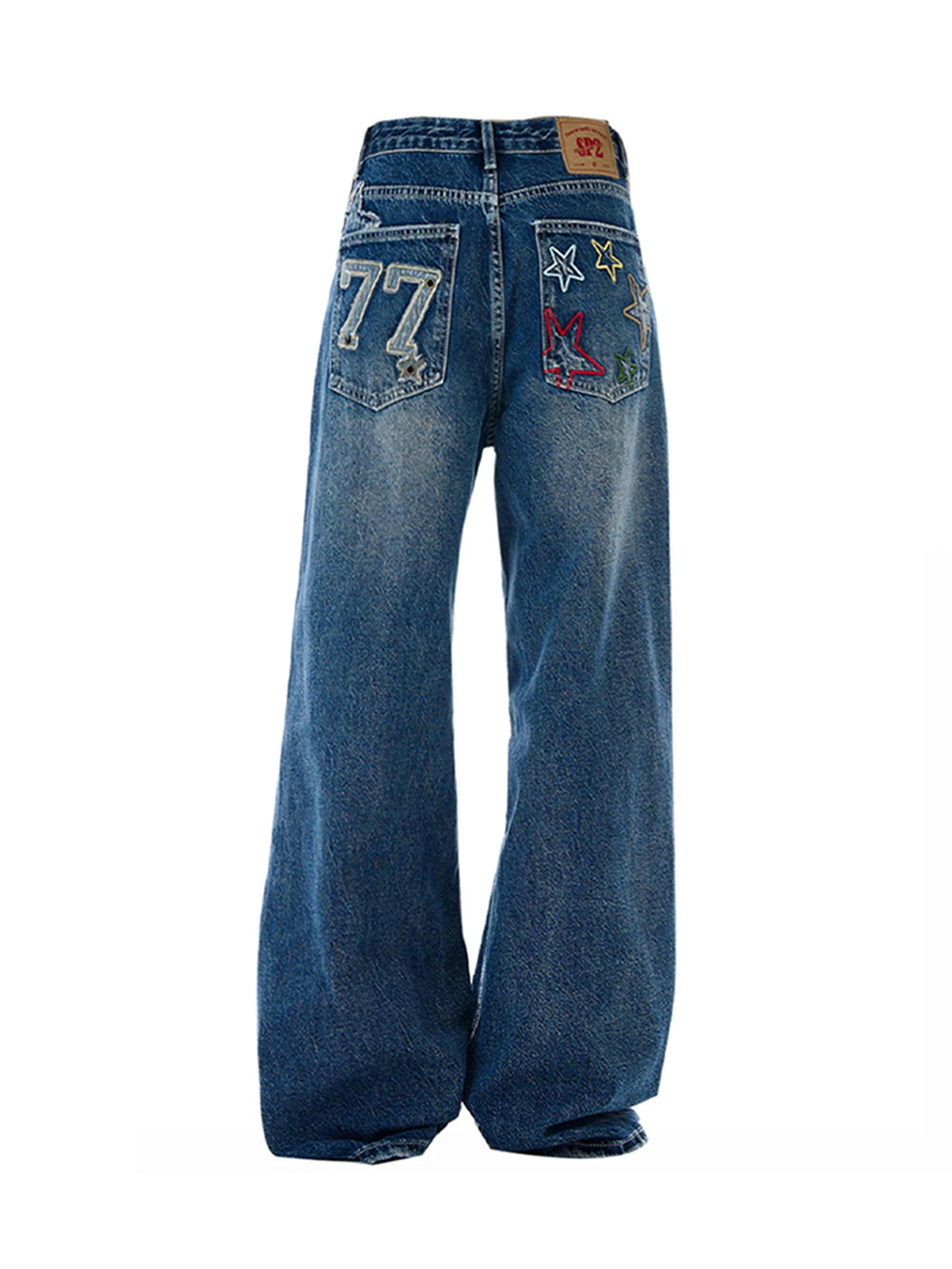 

Women Blue Y2k Jeans Baggy Star Embroidery Jean Pants Vintage Harajuku Japanese 2000s Style Oversize Denim Trousers Clothes 2025