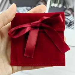 High End Red Velvet Envelope Pouch For Jewelry Custom Logo Printing Faux Suede Gift Handbag Dust