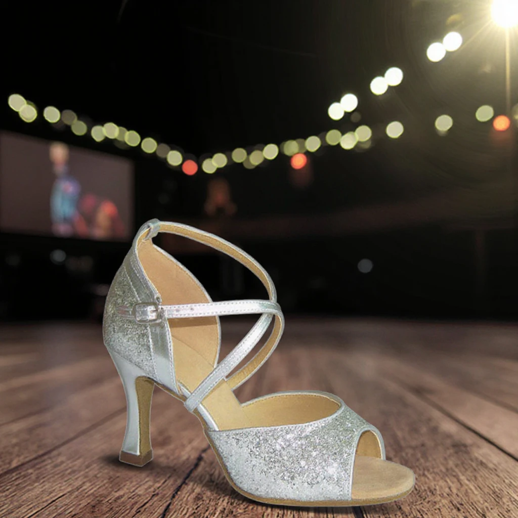 Practice Women Dance Shoes  Latin Dancing Glitter Girls 7cm Latin Salsa Balllroom Shoes Party Women Latin Dance Boots Shoes