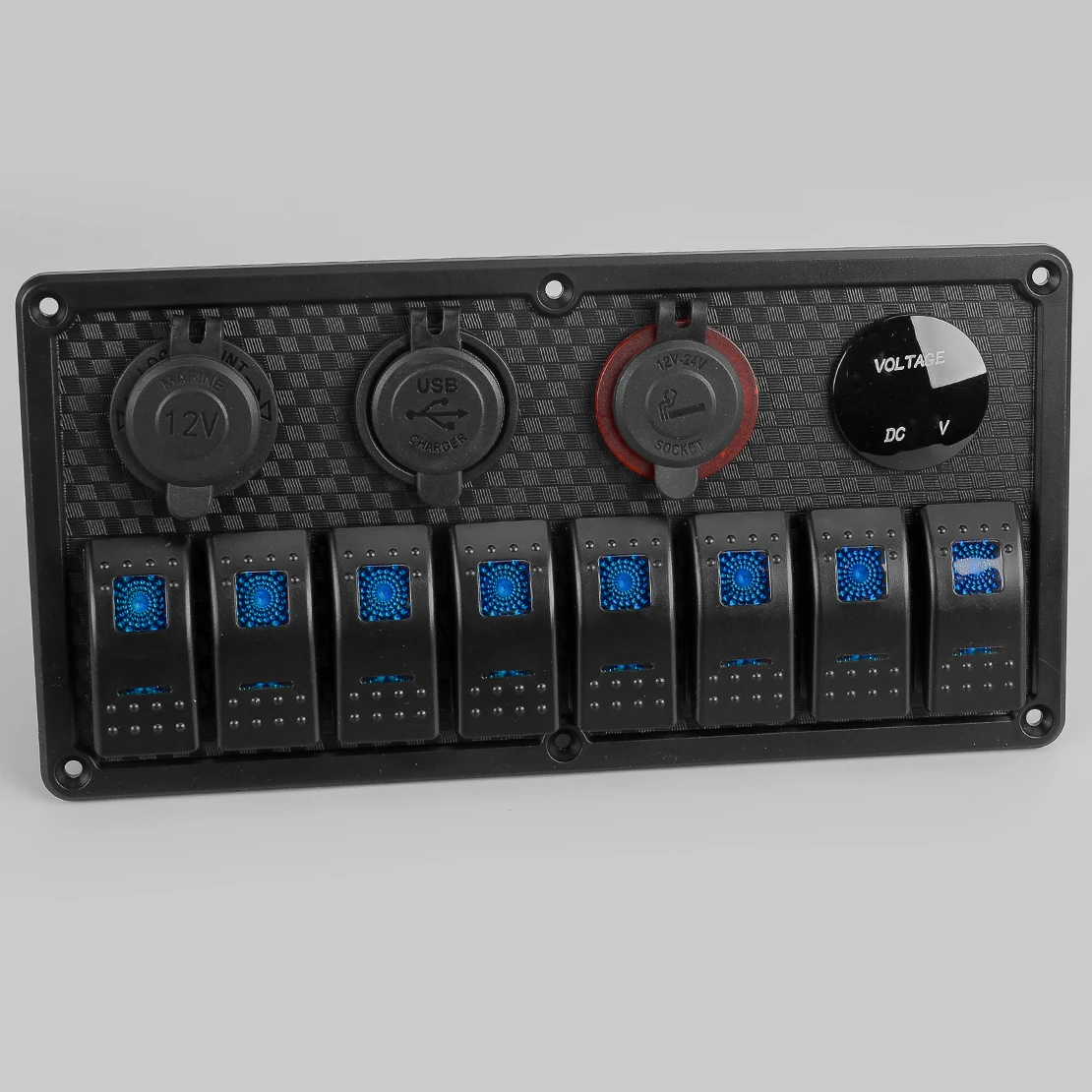 

8 Gang Blue LED Universal Car Marine Boat Truck SUV RV Toggle Rocker Switch Panel Circuit Breaker