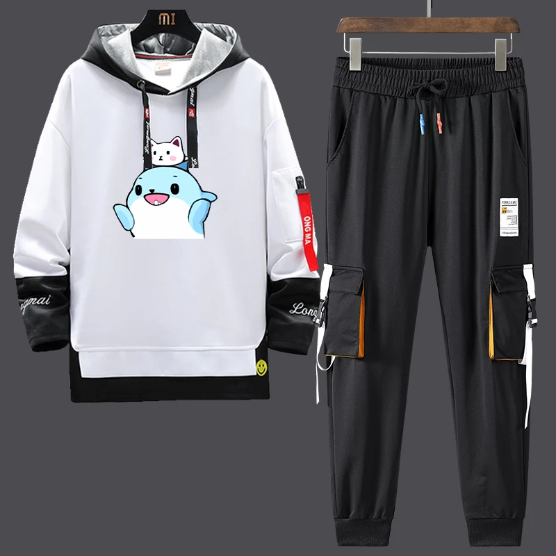 

Мужской повседневный спортивный костюм-двойка: свободный свитшот и брюки, осенне-зимний, модный, брендовый, удобный, молодежный размер