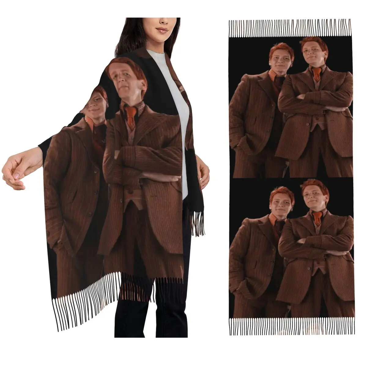 

Weasley Twins Printing Fashion Scarf Tassel Scarves for Women Soft Warm Shawls and Wraps Long Fall Winter Shawl Wrap