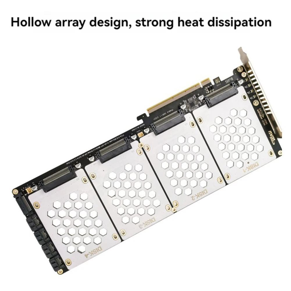 

C-Convenient-PH46-4 4-дисковый SFF8639 U.2 NVME и SATA 2,5-дюймовый жесткий диск с разделенной картой PCIE4.0 Карта адаптера жесткого диска PCIE4.0 X16