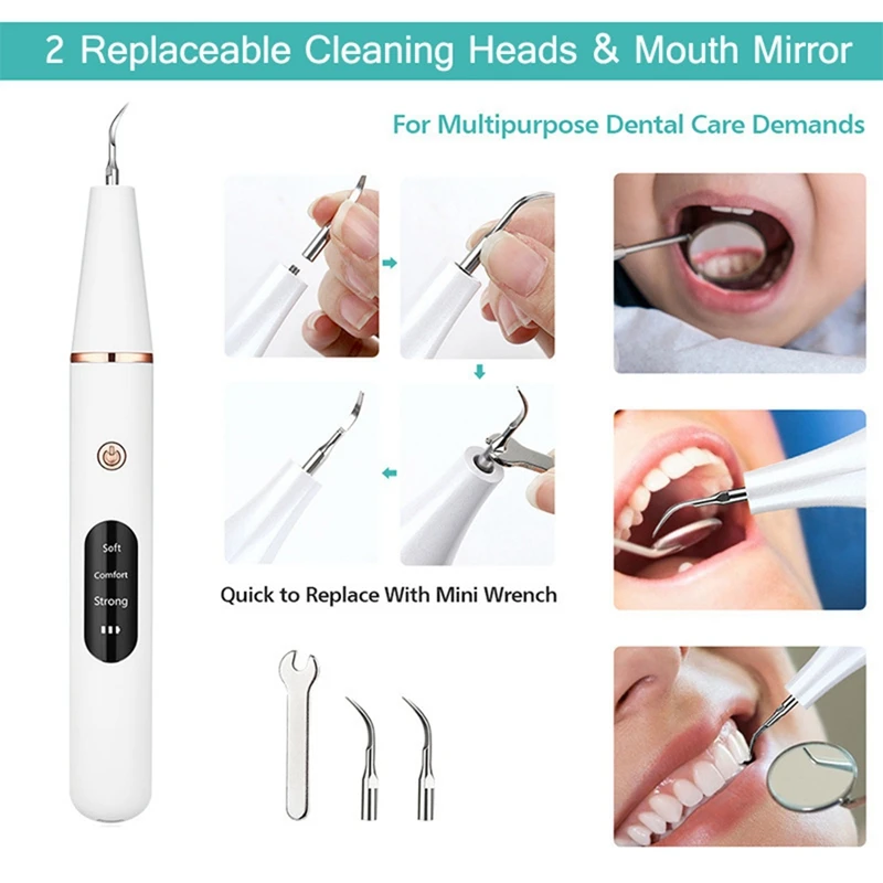 Ultrasonic  Scaler Flosser For Teeth Tartar Stain Tooth Calculus Remover Electric Sonic Teeth Plaque Cleaner  Stone