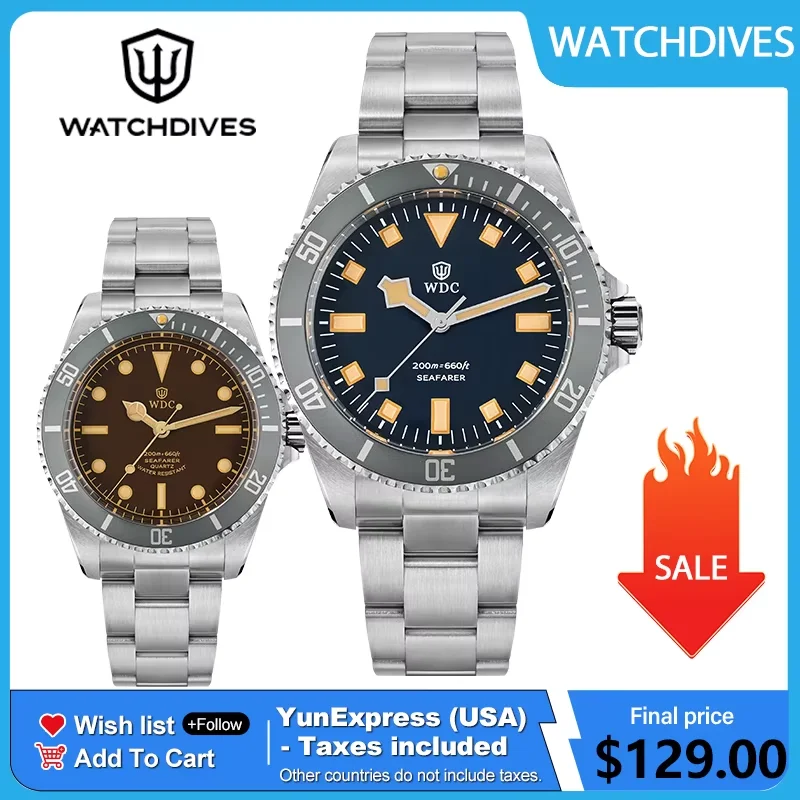 Watchdives WD5513Q Dive Men Watch VH31 Sweep Second Quartz Movement Sapphire Super Luminous Waterproof Stainless Steel Watches