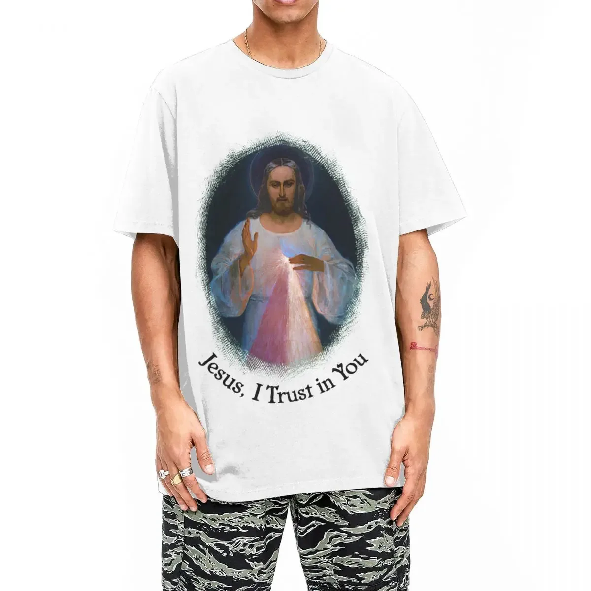 Jesus Divine Mercy Catholic St Margaret Mary Alacoque T-Shirts Cotton T Shirt Saint Faustina Tee Shirt Graphic Printed Clothing