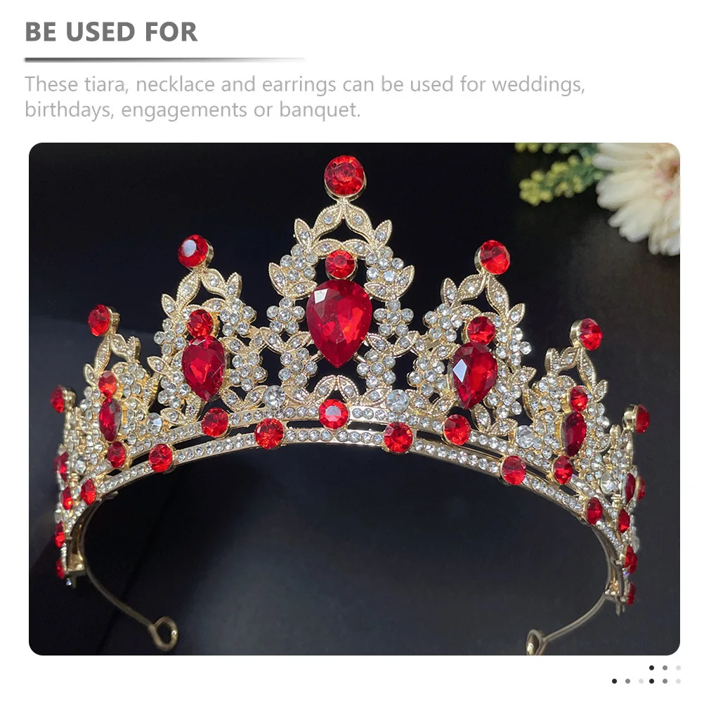 

1Set Wedding Jewelry Set Tiara Necklace Earring for Bride Bridal Accessories for Banquet Engagement Shiny Crown Headpiece Gift