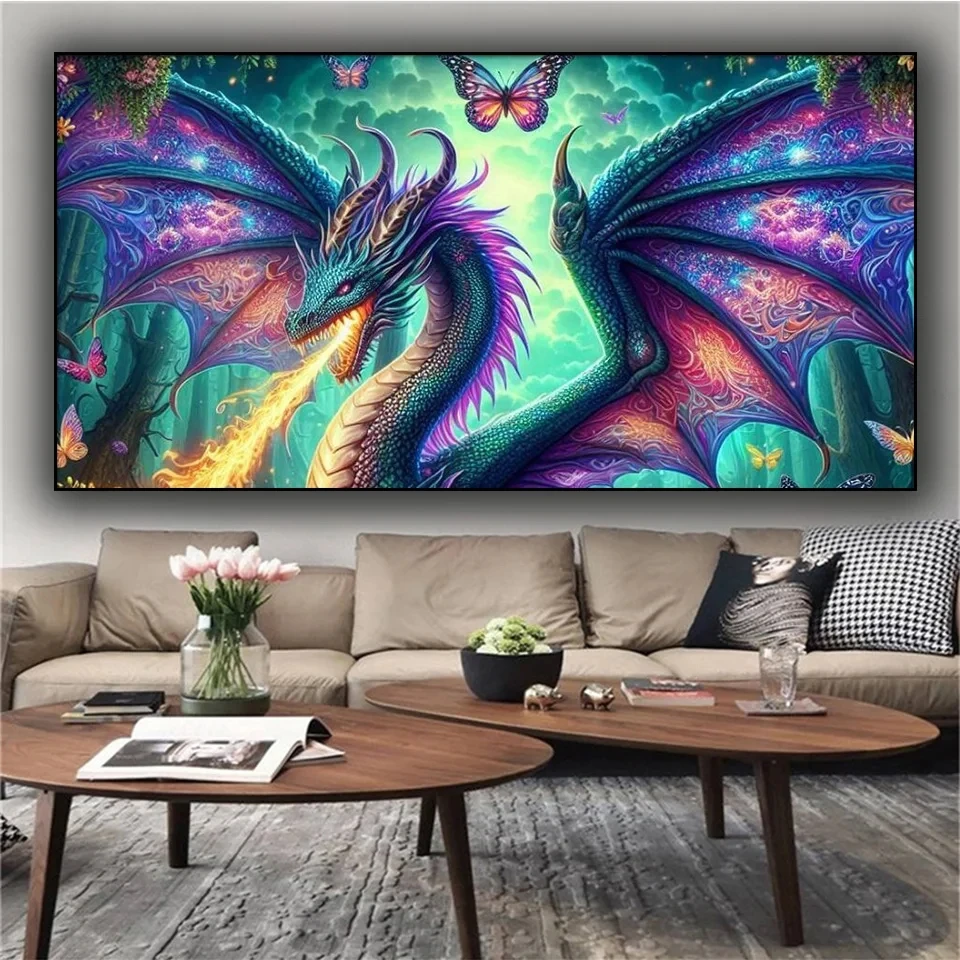 Winged Spitfire Fiery Amazing Dragon Diamond Painting Large 5D DIY Diamond Mosaic Jewelry Cross Stitch Art Christmas Decorations