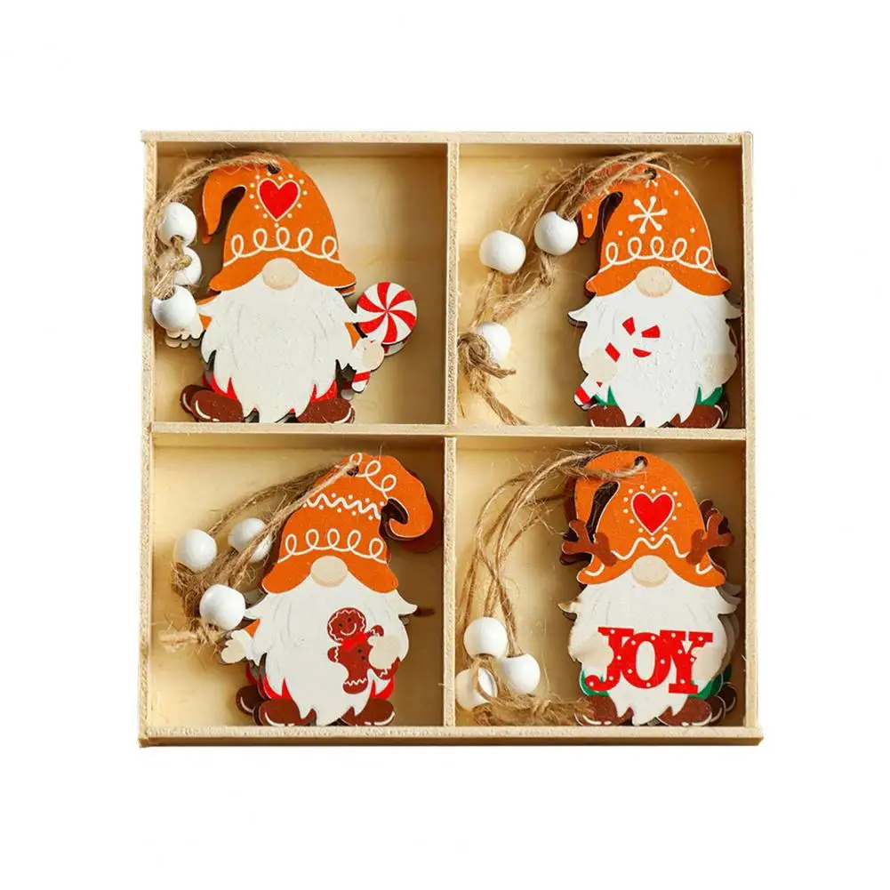 Wooden Christmas Ornaments Christmas Gingerbread Man Ornaments for Xmas Tree Home Kitchen Decoration 12pcs Wooden Gnome Pendant