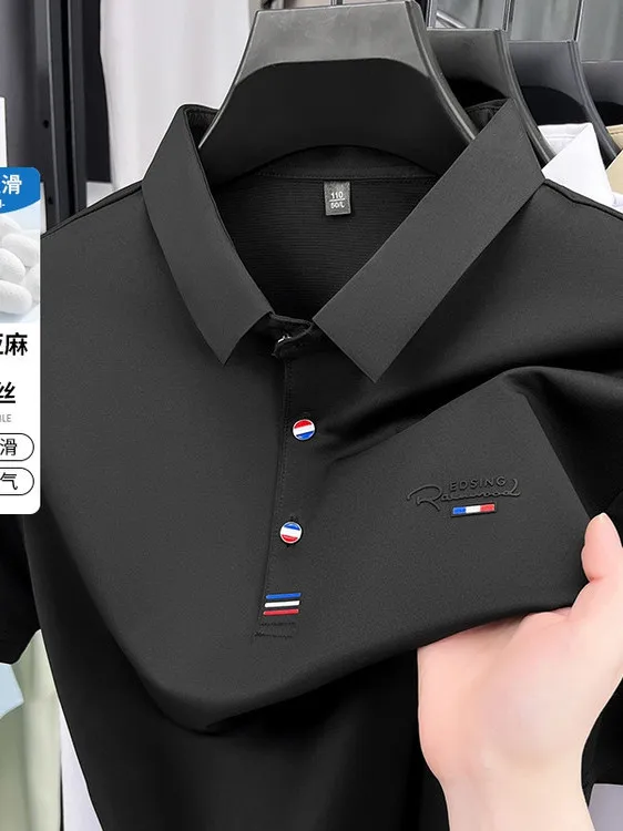 

Мужская летняя футболка Pierre Cardin из ледяного шелка с воротником, повседневная, деловая, приталенная, из шелка...