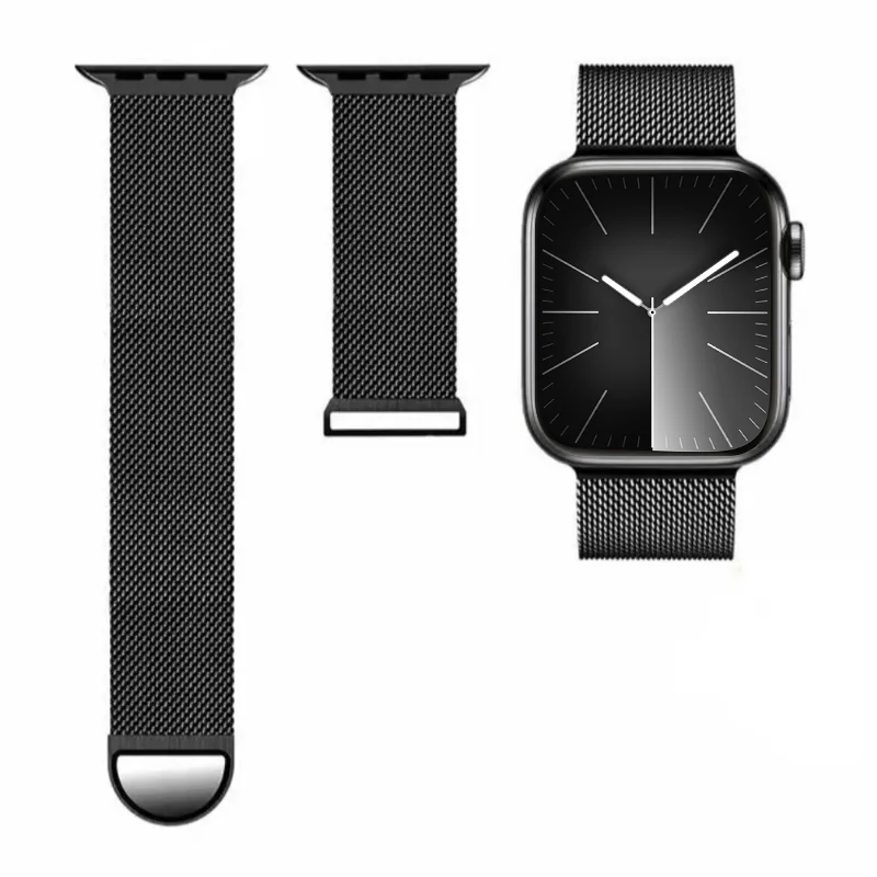 Pulseira Milanese para Apple Watch, Banda Respirável de Metal para iWatch, Homens e Mulheres, 9, 8, 7, 41mm, 45mm, Ultra 2, 49mm, 6543SE, 44mm, 40 milímetros, 42 milímetros