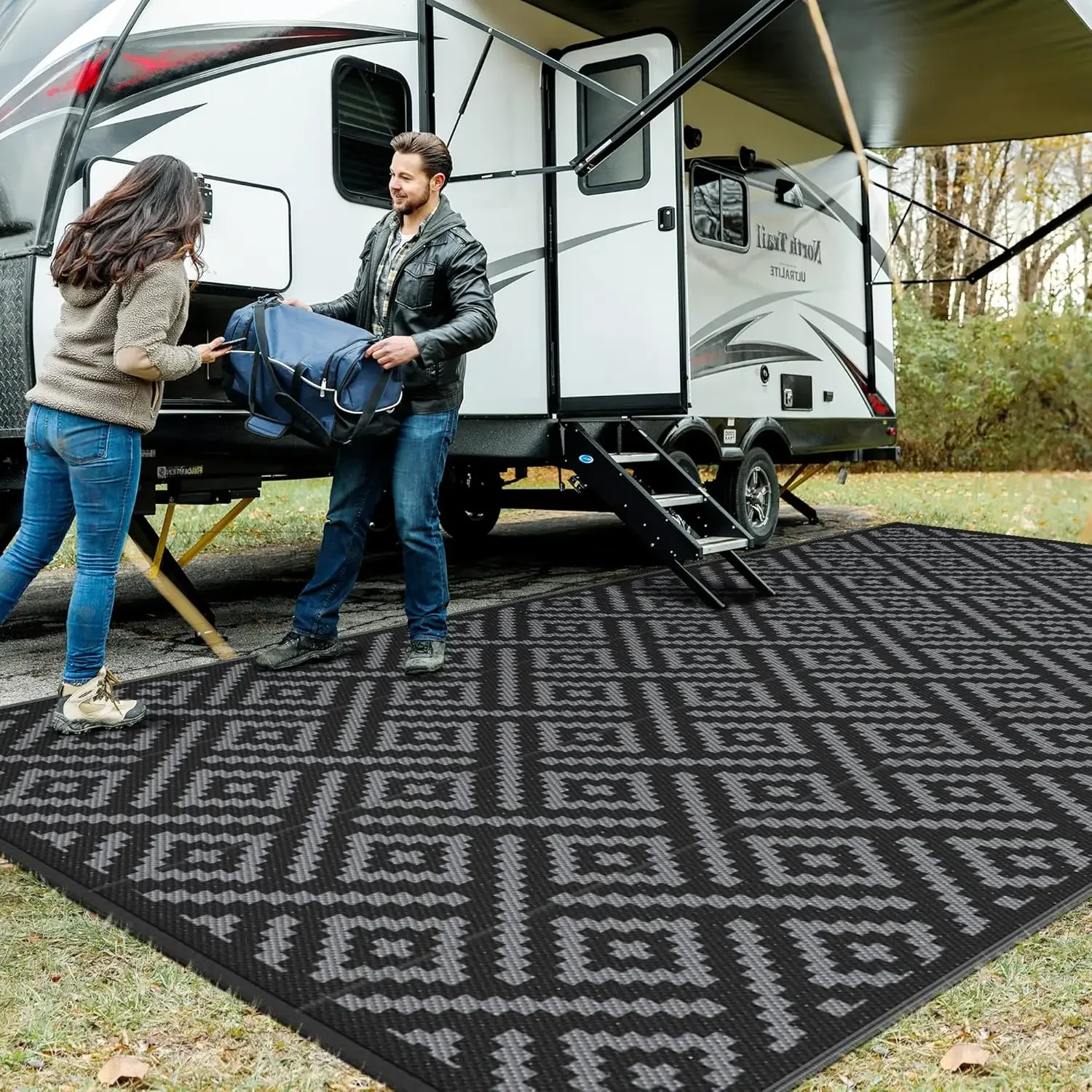 Outdoor Rug for Patio Clearance,9'x18' Waterproof Mat,Reversible Plastic Camping Rugs,Rv,Porch,Deck,Camper,Balcony,Backya