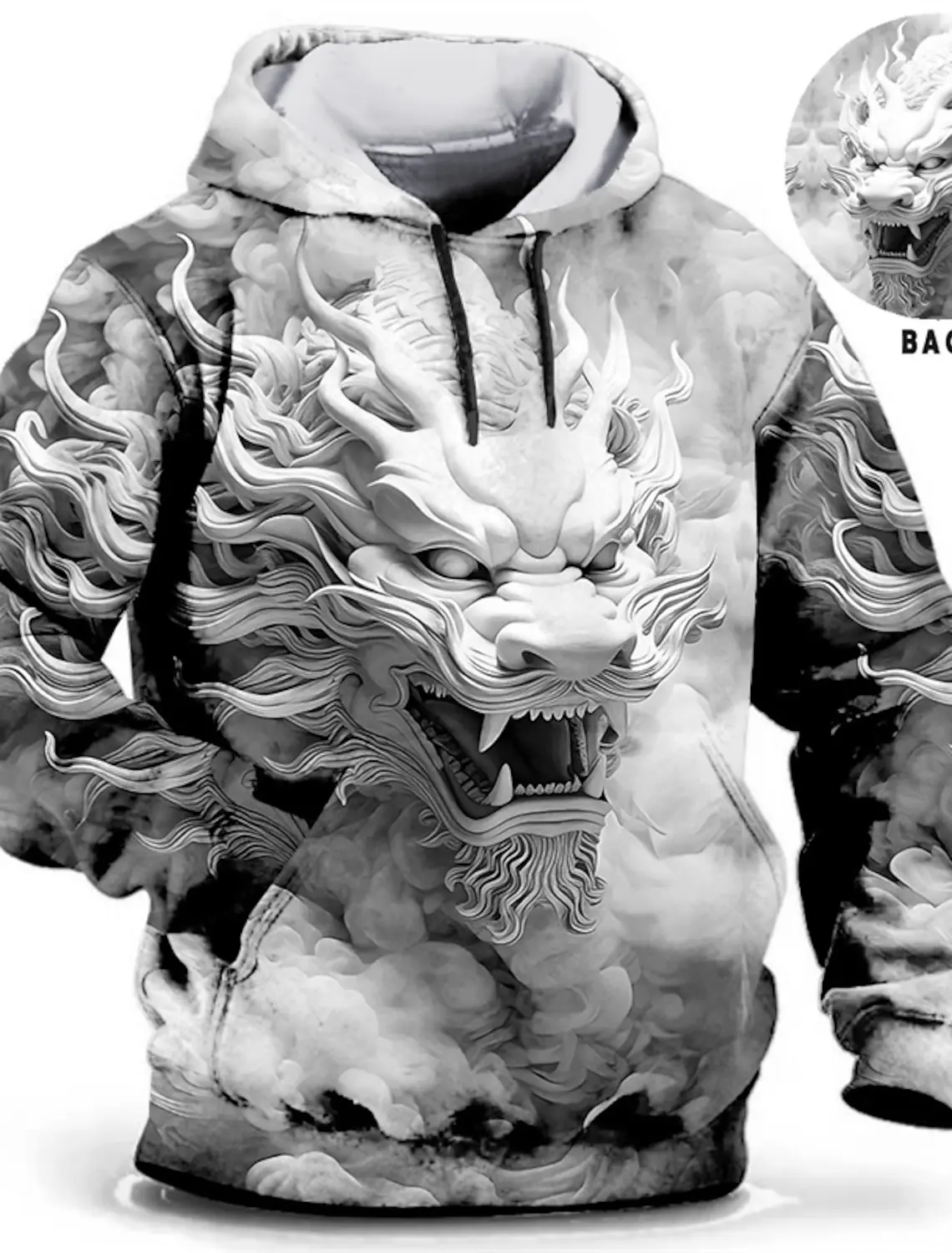 Chinese New Year Dragon Hoodie Mens Graphic Animal Prints Daily Classic Casual 3D Pullover Streetwear Hoodies Long Sleeve Hooded