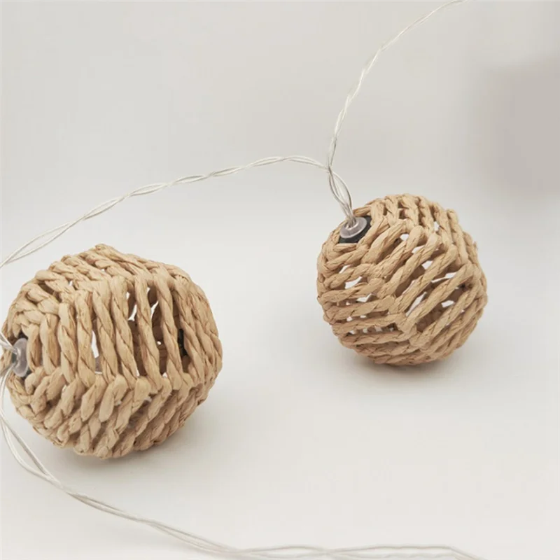 2.5M 10LED Paper Rattan Ball Light Decoration Christmas Festival Light String Light String Pendant Braided Light String