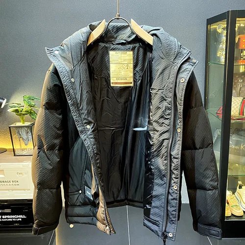 남성용 화이트 덕 다운 따뜻한 다운 재킷, 두꺼운 방풍, 방한, 루즈하고 패셔너블한 고급 스탠드 칼라 코트, 겨울  Best5